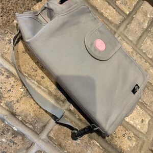 Gray and Pink padded changing pad